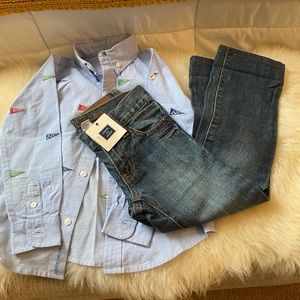 Janie and Jack boys shirt and new jeans size 3T